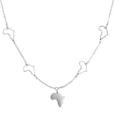 Afrika Silhouette 5-Anhänger Kette Damen Silber wasserfest | d'origine