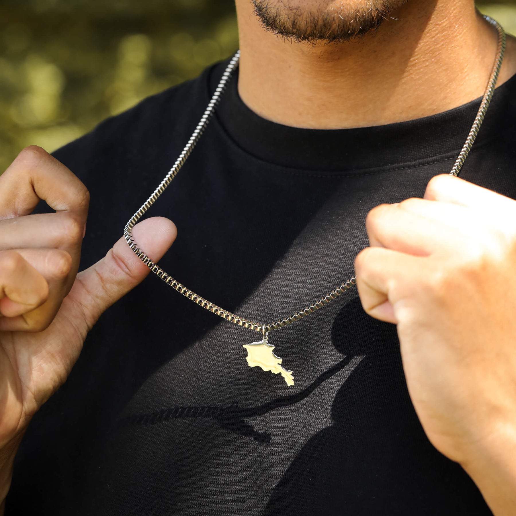 Armenien Kette Landkarte silber