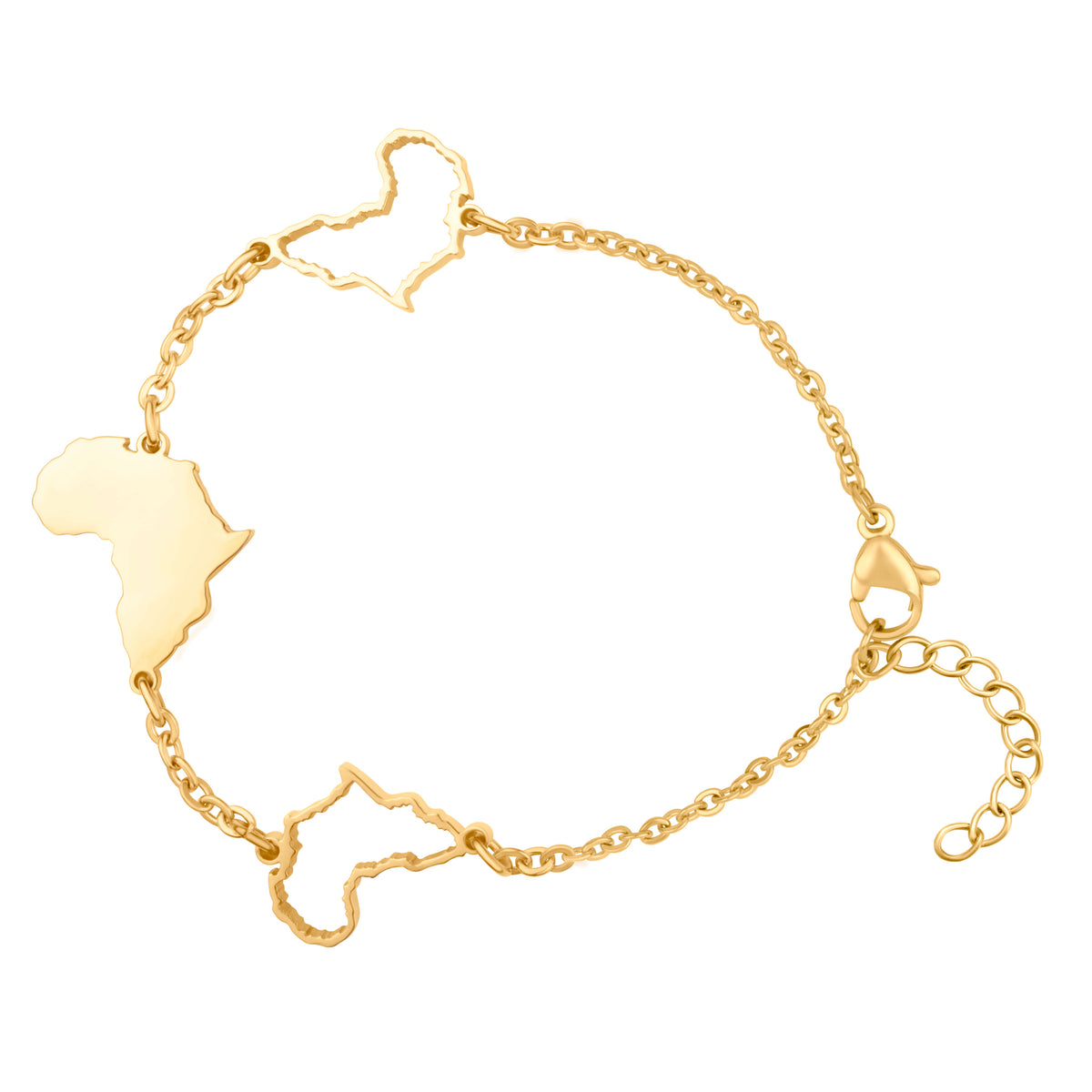 Afrika Landkarten Armband Gold