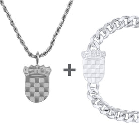 Kroatien Šahovnica Wappen Schmuck Set Herren Edelstahl | d'origine