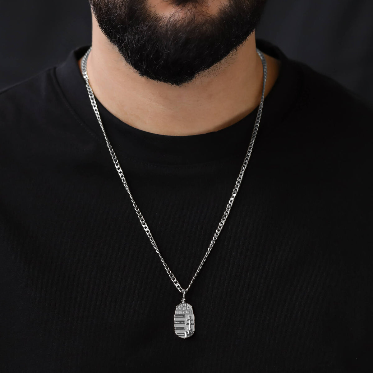 Ungarn Wappen Kette V2 | Herren - Edelstahl