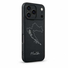 Kroatien Handyhülle für iPhone 17 Pro – Schrägansicht mit Kamerarand und Seitentasten