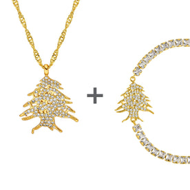 Lebanon Cedar Emblem Jewelry Set Women 18K Gold | d'origine