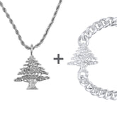 Libanon Zeder Wappen Schmuck Set Herren Edelstahl | d'origine