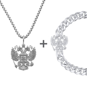 Russland Adler Wappen Schmuck Set Herren Edelstahl | d'origine