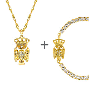 Serbien Adler Wappen Schmuck Set Damen 18K Gold | d'origine