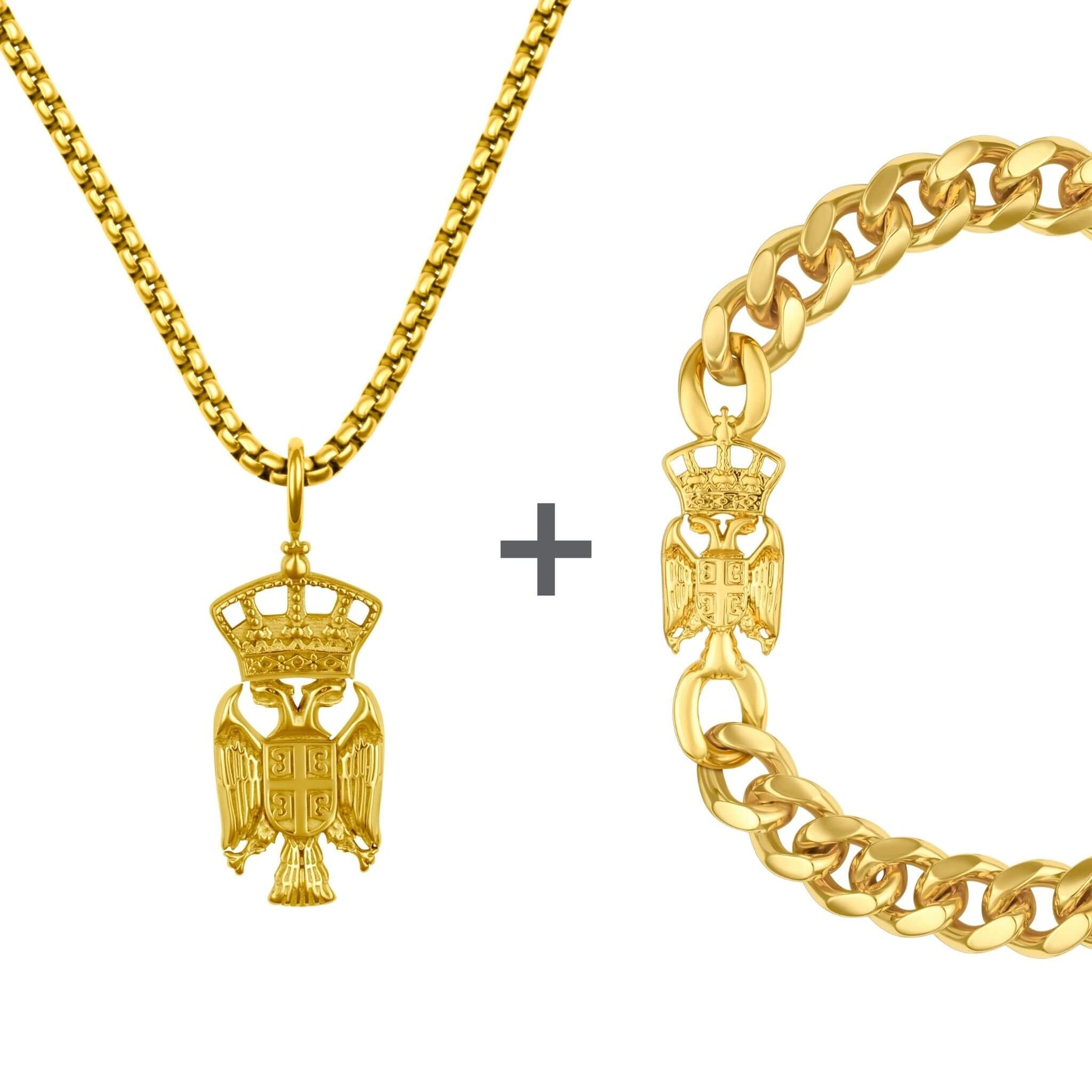 Serbien Adler Wappen Schmuck Set Herren 18K Gold | d'origine