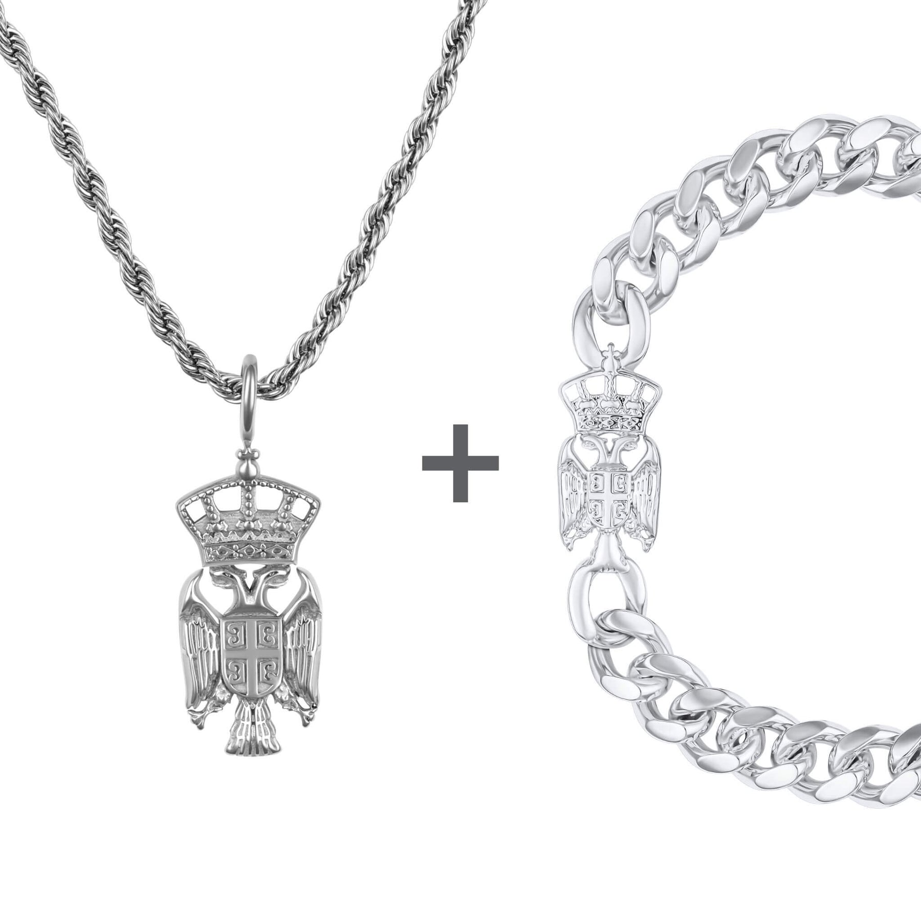 Serbien Adler Wappen Schmuck Set Herren Edelstahl | d'origine