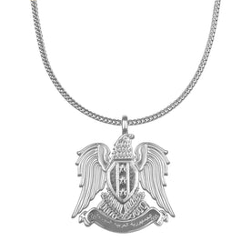 Syria Eagle Emblem Necklace Men Silver Stainless Steel | d'origine