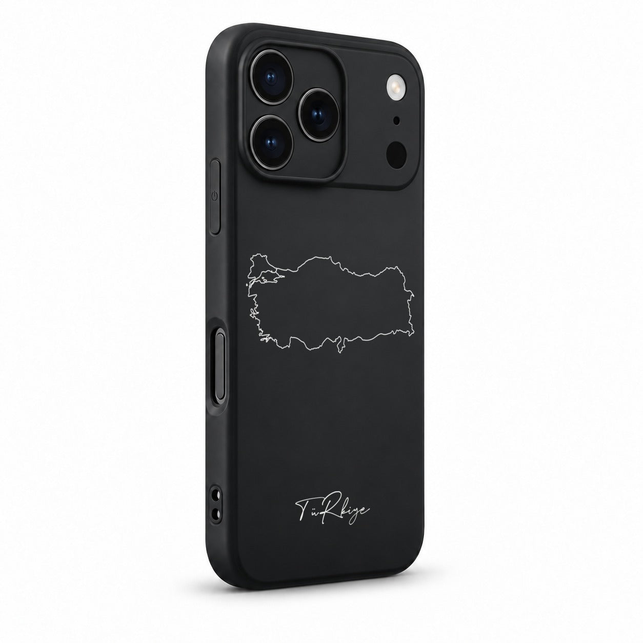 Türkiye phone case for iPhone 17 Pro – angled view with camera edge and side buttons