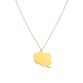 Poland Silhouette Map Necklace Men Gold-Plated | d'origine