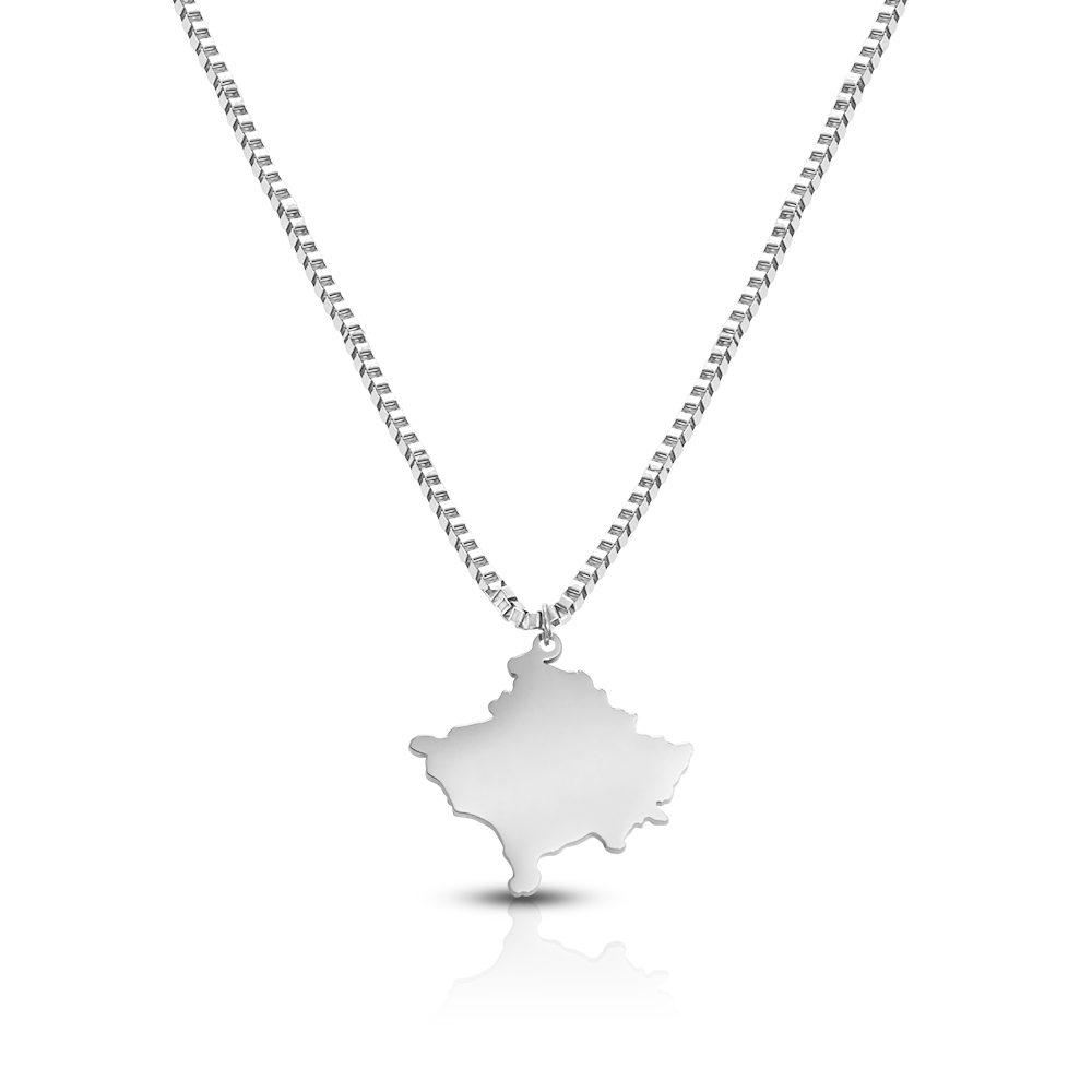 Kosovo Kette Silber Landkarte