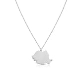 Rumänien Silhouette Landkarten Kette Damen Silber wasserfest | d'origine