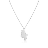 Serbien Silhouette Landkarten Kette Damen Silber wasserfest | d'origine